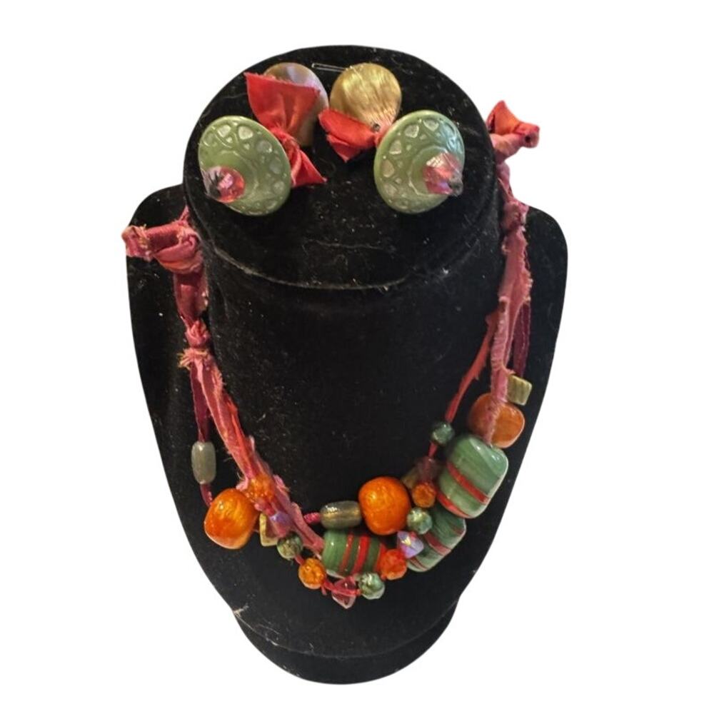 Teresa Goodall Boho Ceramic Bead Necklace and Earring Set